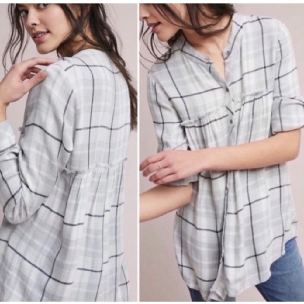 CLOTH AND STONE Stone Frayed Button Up Flannel Shirt